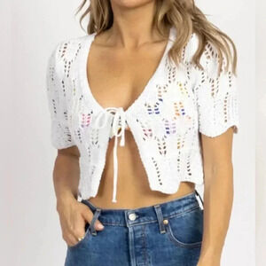 Emory Park Crochet Front Tied Crop Top